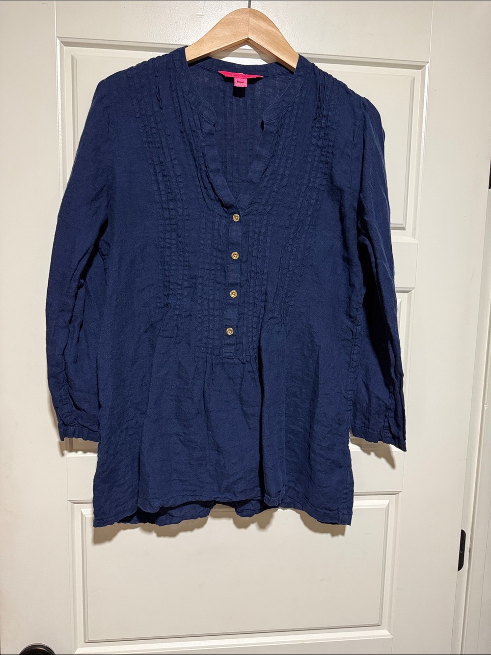 Lilly Pulitzer Linen Navy Sarasota Tunic Top M - Picture 5 of 11